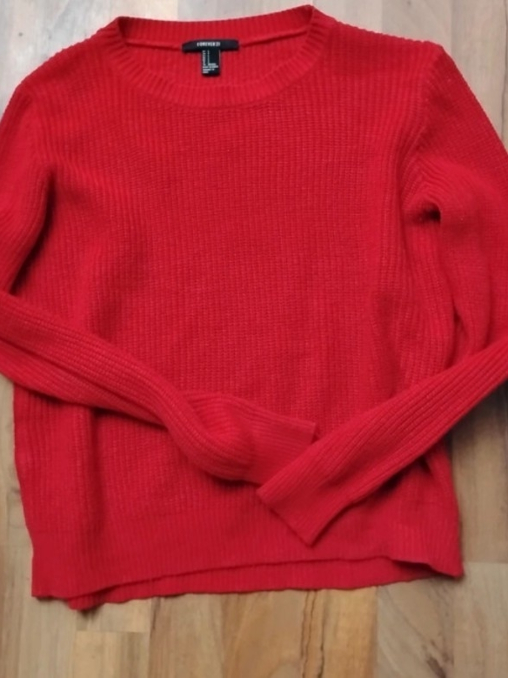 Forever 21 Bright Red Ribbed Crewneck Sweater